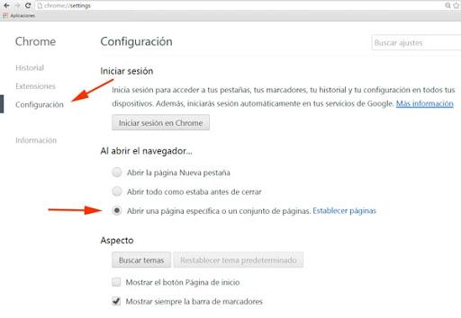 Google página inicio Chrome